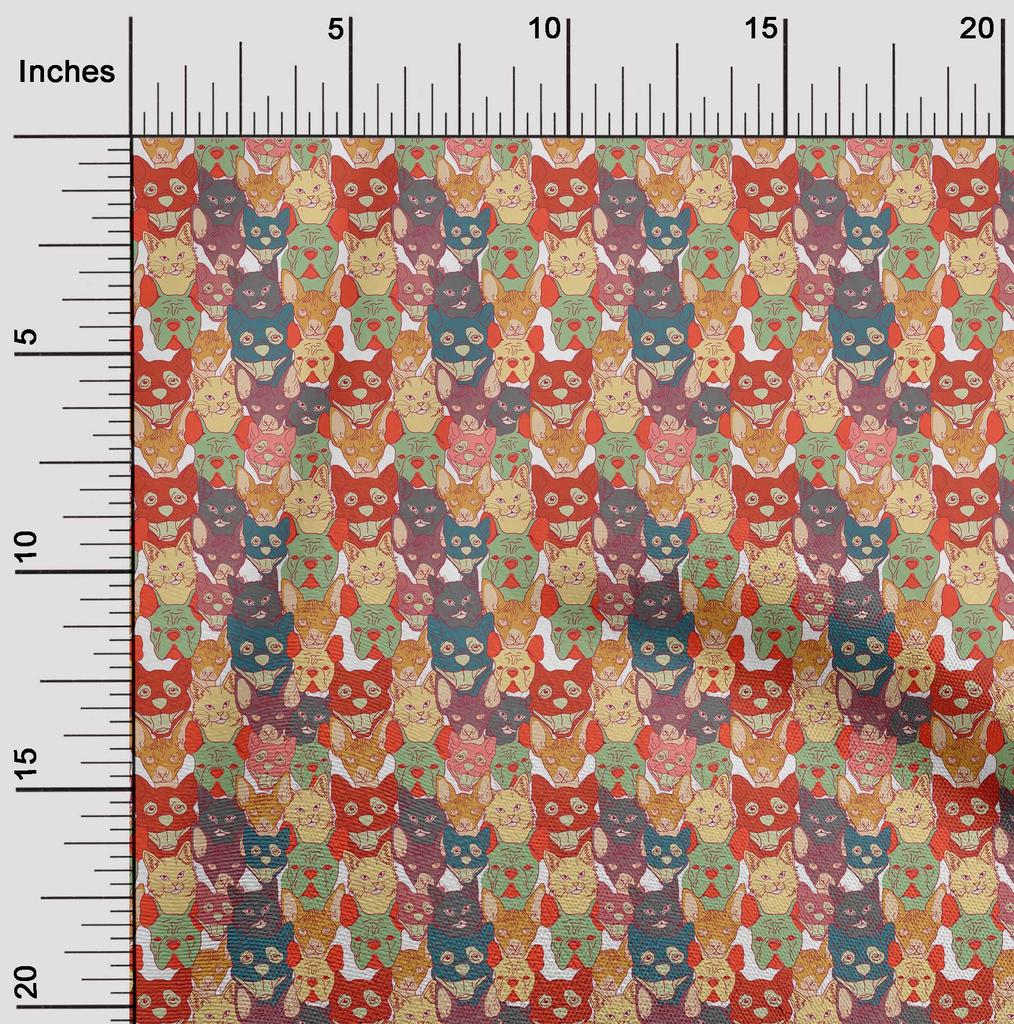 oneOone Cotton Flex Medium Blue Fabric Cat Diy Clothing Quilting Fabric Print Fabric By Yard 40 Inch