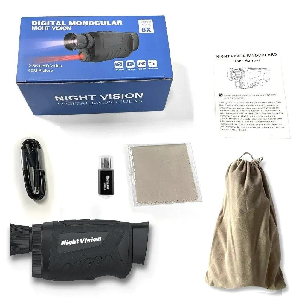 Digital Night-Vision Monocular 40MP 2.5K Infrared Telescope 984ft Night-Vision Distance 6X Optical Magnification 8X Digital Zoom