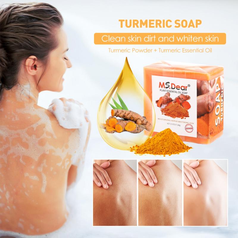 2× Turmeric Soap Skin Whitening Dark Spots Lightening Acne Brightening Turmeric