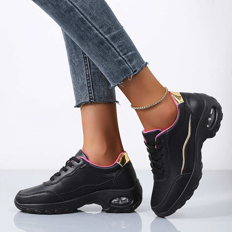 Fashion High Sole PU Leather Woman Breathable Shoes Women's Luxury Flat Women's Sneakers On Offer Sport Top Comfort Tenisky Bascket