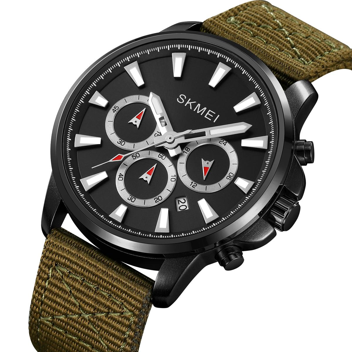 

Годинник SKMEI для чоловіків Водонепроникний секундомір Дата Кварцовий годинник Високоякісний шкіряний ремінець Зносостійкий нейлоновий ремінець Модний повсякденний чоловічий годинник 2071