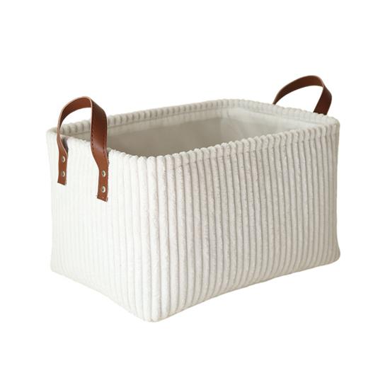 Corduroy Storage Basket Collapsible Storage Bin with Reinforced Handles Foldable Basket Organizer for Kids Toys Clothes Closet Laundry Room Bedroom