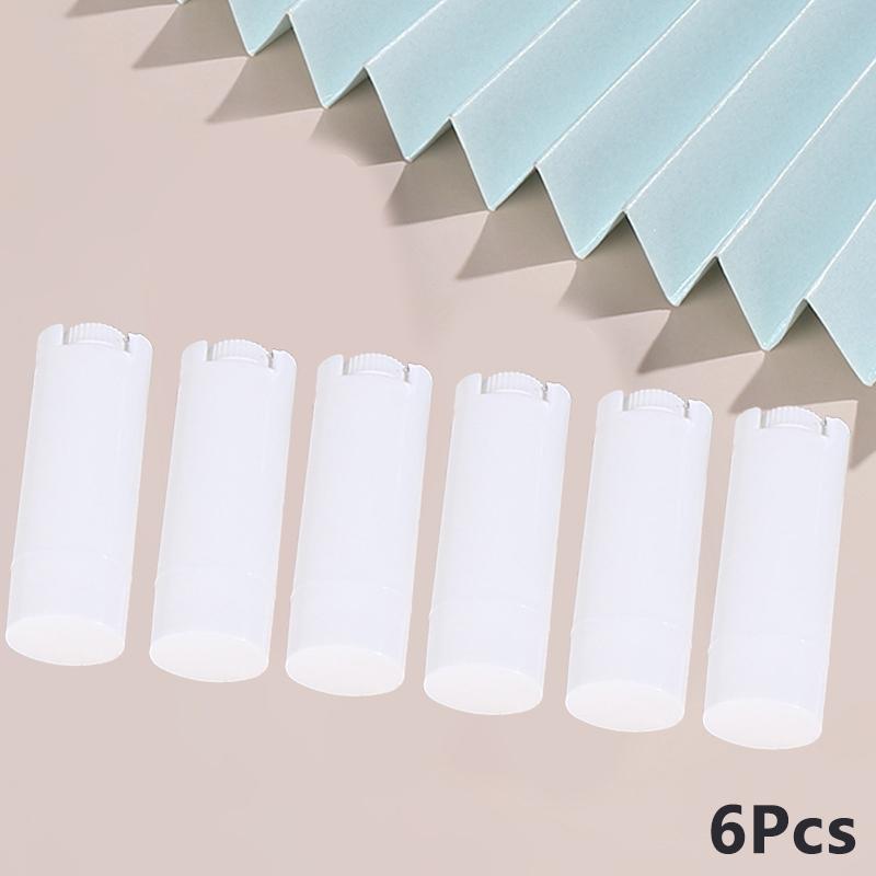 6Pcs/lot 4.5g Rotate Empty Oval Lip Balm Tube Plastic White Solid Perfume Deodorant Containers Portable Makeup Lipstick Tubes