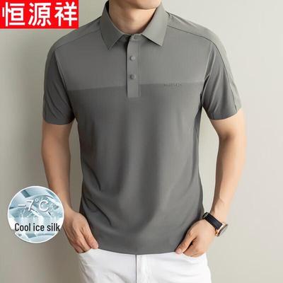 Hengyuanxiang Men's Ice Silk Wrinkle-Free Polo Shirt