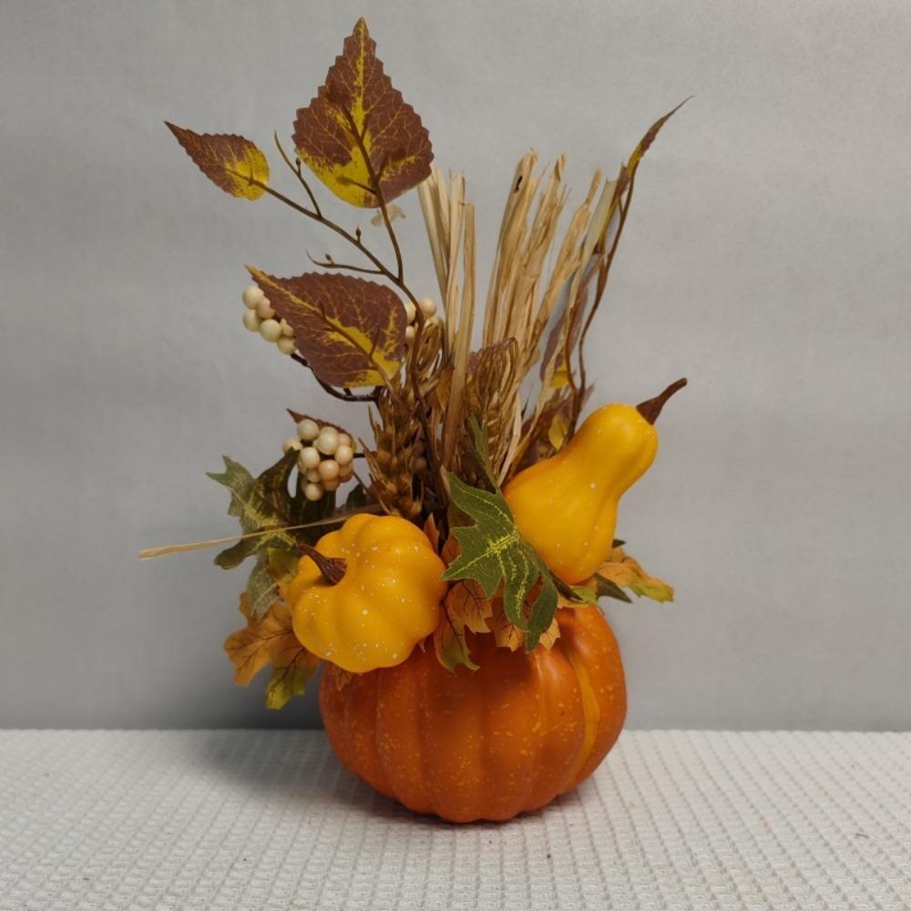 Simulation Pumpkin Halloween Table Decoration Maple Leaf Table Decoration Pumpkin Pot Gift Autumn Harvest оранжевый