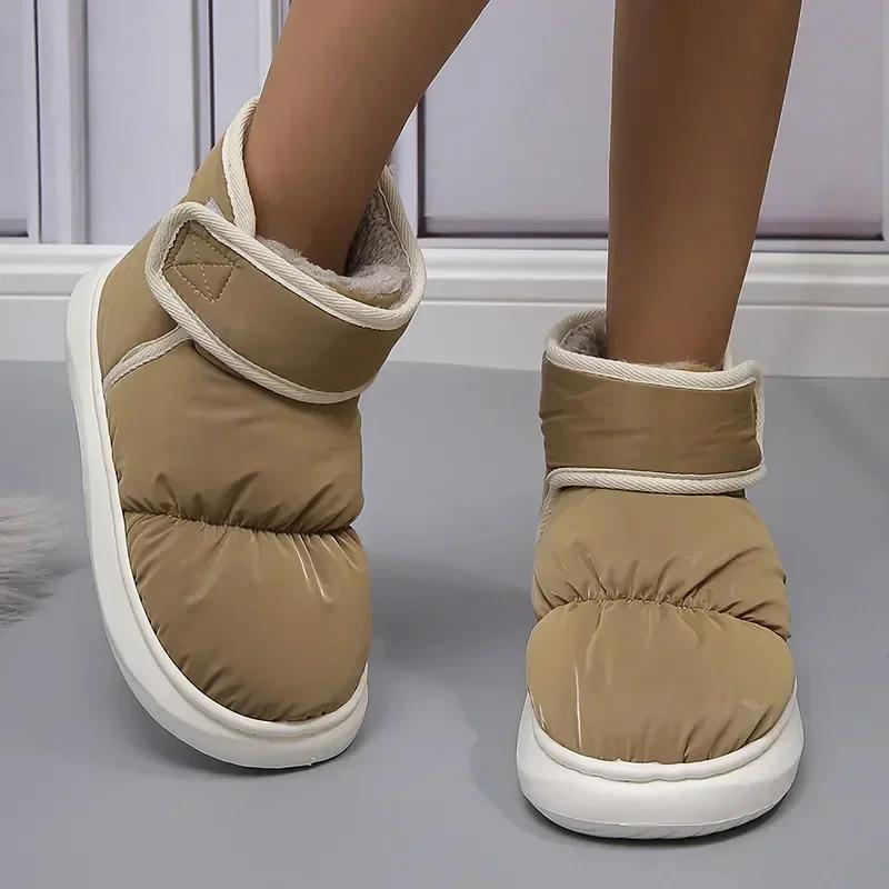 Fashion Winter Warm Thicken Plush Waterproof Snow Boots Women Non Slip Thick Bottom Cotton Padded Ankle Boots Outdoor Woman Shoes 2024