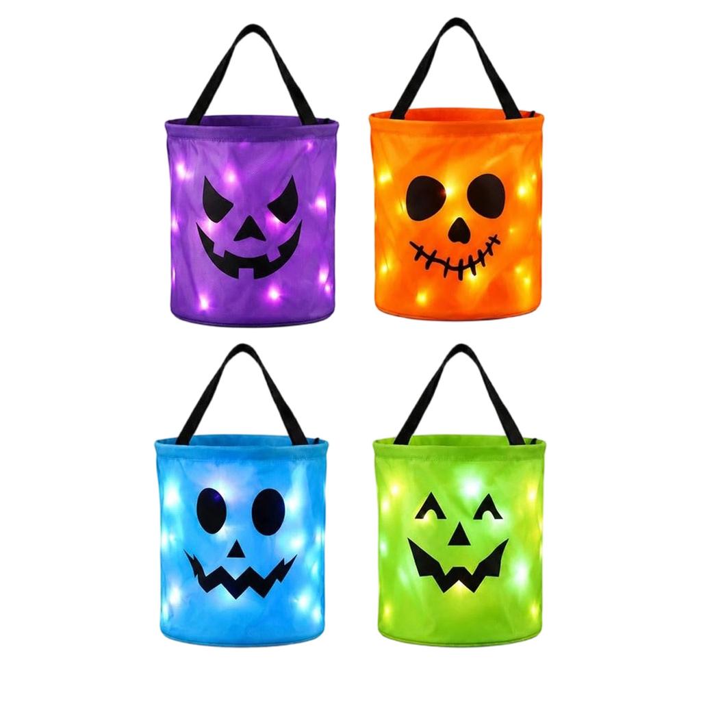Halloween Light Up Candy with LED - Non-Woven Fabric or Pail for Kids, Button Battery