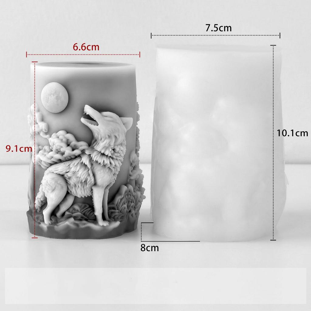 Diy Epoxy Resin Mold Non-Stick Cylindrical Silicone Mold Wolf Head Candle Mold Temperature-Resistant For Gifts Home Decoration
