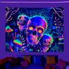 Skull Flower Uv Fluorescent Tapestry Needs Uv Illumination Aesthetic Decorative Wall Hanging For Bedroom