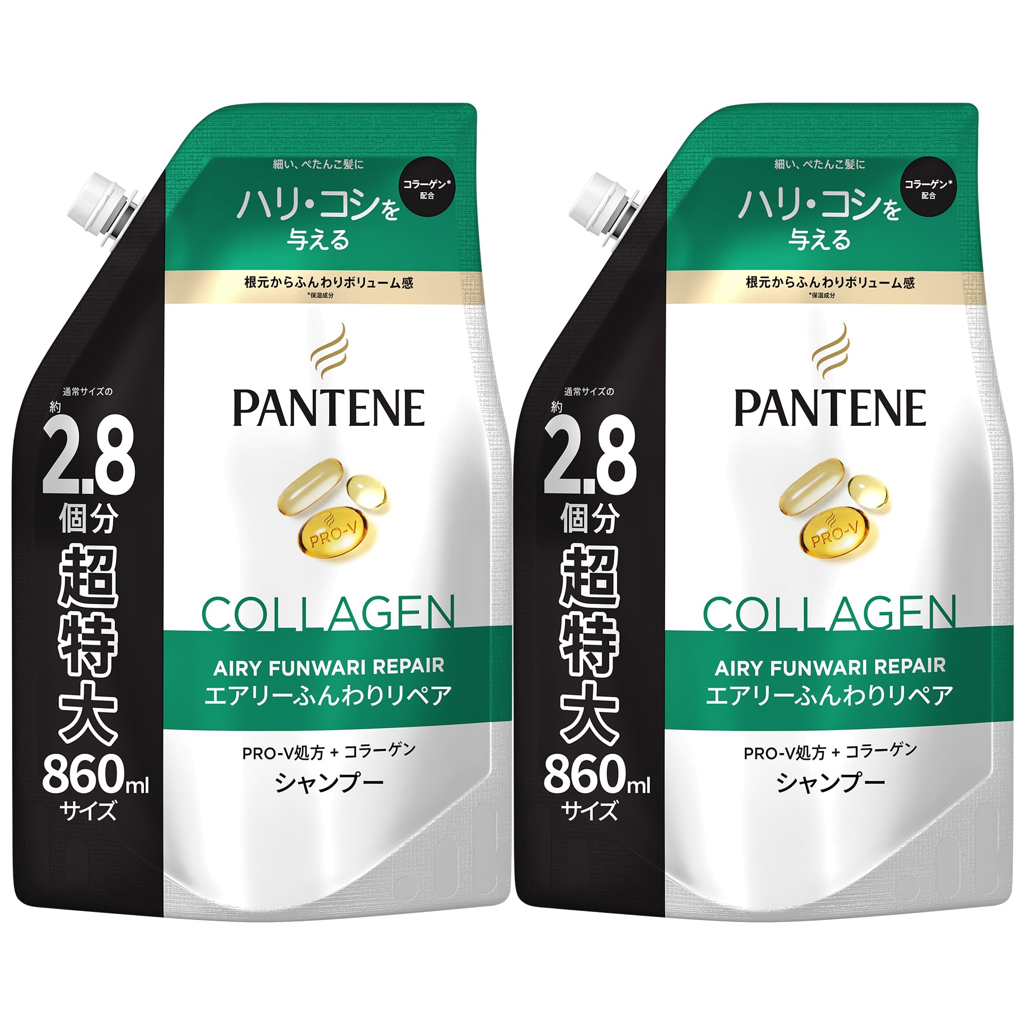 

Pantene Airy Fluffy Repair Shampoo, 860mL x 2 Refills, Extra Large [Bulk Purchase]