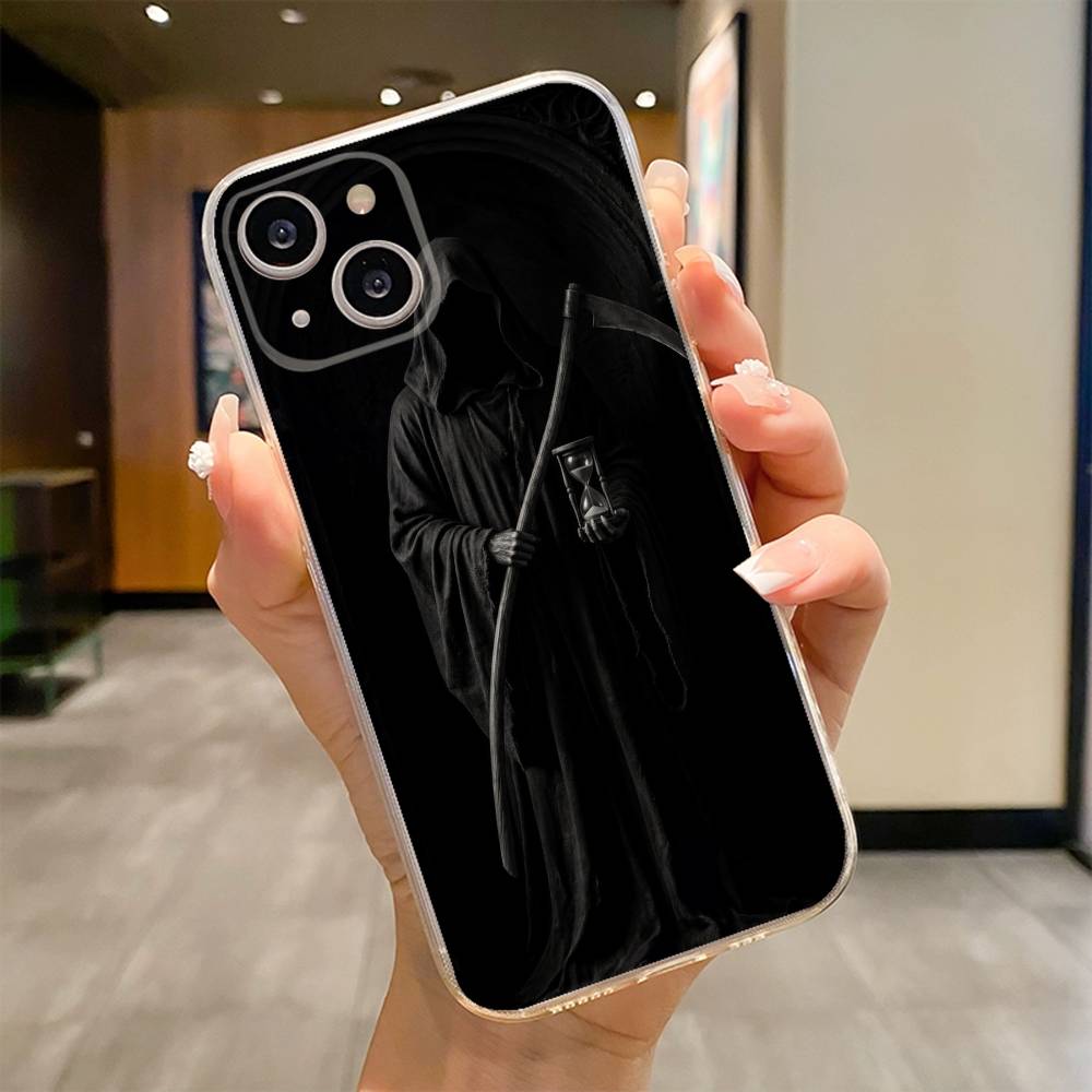 Skull Skeleton Grim Reaper Phone Case For iPhone 17 16e 16 15 14 13 12 11mini Pro Max X XR XSMAX 8 7 Air Plus Soft Cover