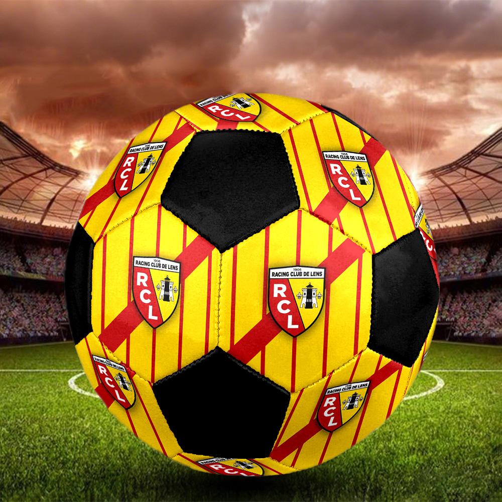 Pallone da Calcio Indoor RC Lens Colorato Per Tutte le Età Misura 5 Cucito a Macchina PVC Pronto per la Competizione Resistente Alta Rimbalzabilità