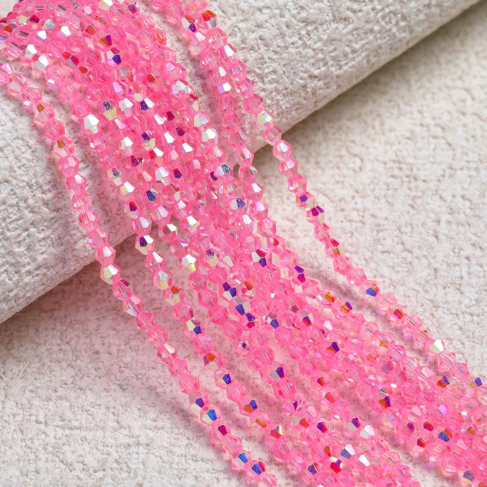 1 Strip 4mm Shiny Crystal Beads Bicone Beads 80pcs Glass Beads Loose Spacer Beads for Bracelet DIY Jewelry Making