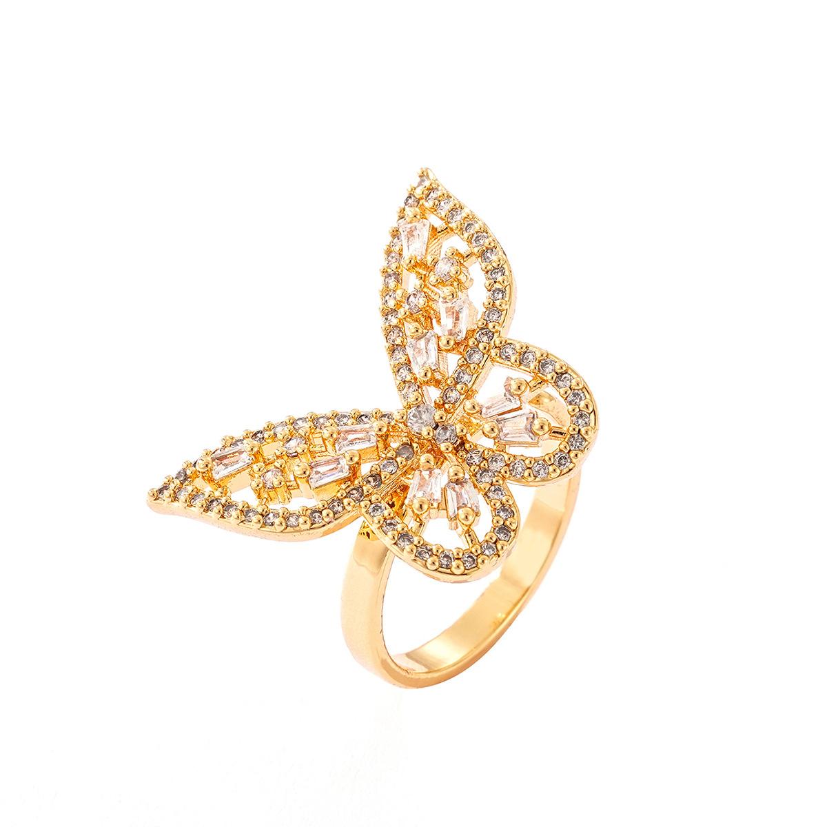 

Комплект украшений «Бабочка» с арабской ажурной филигранью, комплект из открывающегося браслета и кольца с фианитами, свадебные аксессуары золотого цвета