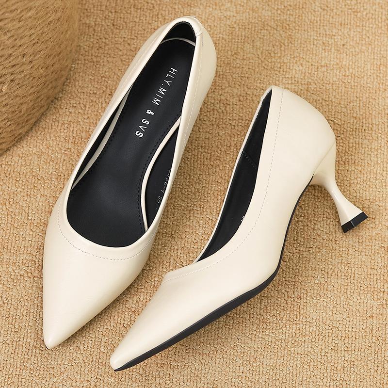 

9555-1 туфли-лодочки на шпильке с острым носком для женщин, которые не устали от ног, профессиональные туфли на среднем каблуке, осень 2025 39