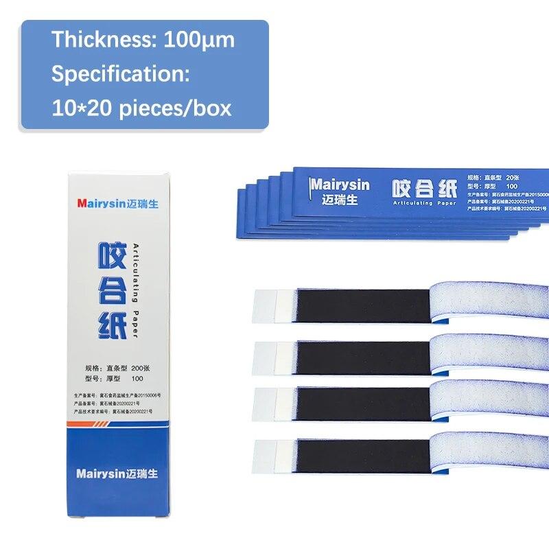 

JINGT Dental 400/200шт Артикуляційні паперові вироби Oral Double-Sided 30/100 Grit Teeth Care Відбілювання Стоматологічні матеріали Інструменти Blue 200pcs 100