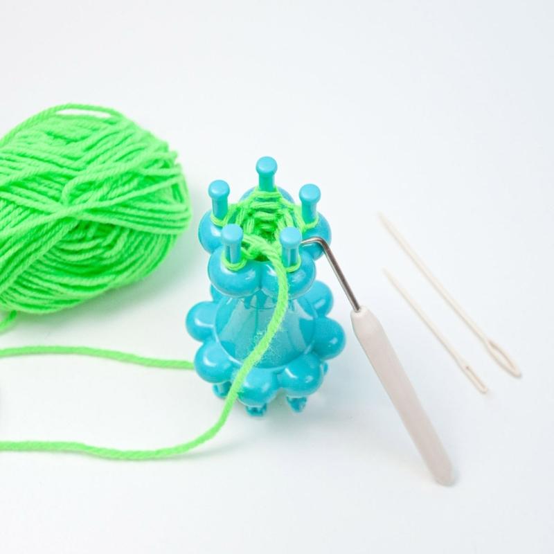 Professional Knit Spool Looms with Wool Set Cord Rope Knitting Weaving Tool with Colorful Wool 6-color/8-color Durable