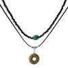 Fashion Small Peace Buckle Bead Pendant Necklace Vintage Layered Choker Necklace Jewelry Adjustable Clavicle Chain