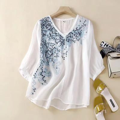 Tops Women Cotton Summer Large Size T-shirt Loose Printed Casual Pullover T-shirt Top