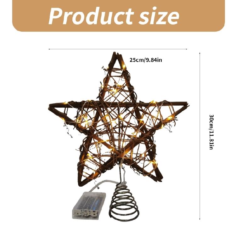 Battery Operated Star Tree Toppers Christmas Tree Star Ornament with LED Lights for Seasonal Home Decors