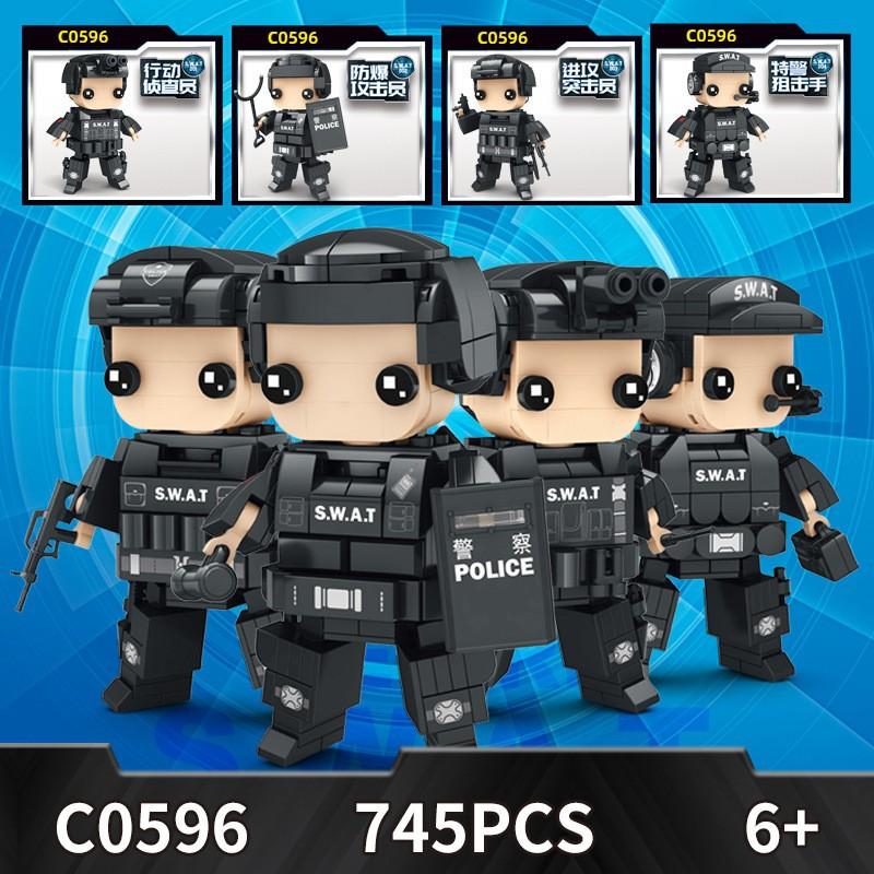 Fangtou Tsai Fire Line Rescue Firefighter Fire Truck Assembled Small Particle Building Block Children'S Educational Toys Gifts