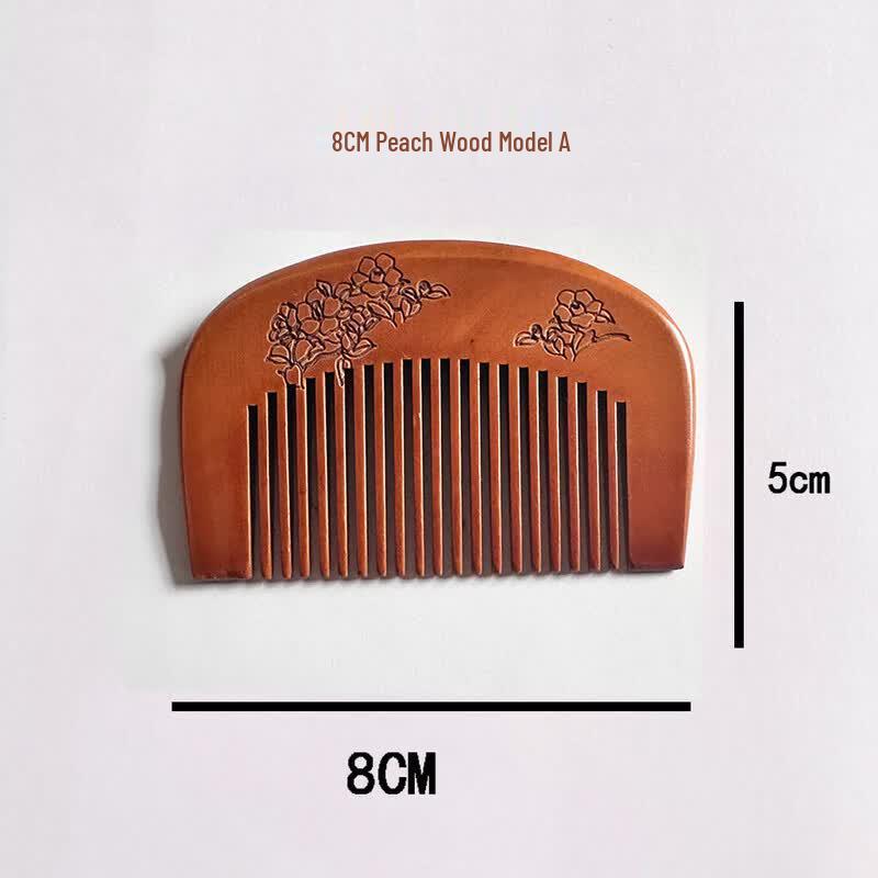 Hand-Carved Natural Peach Wood Hair Comb