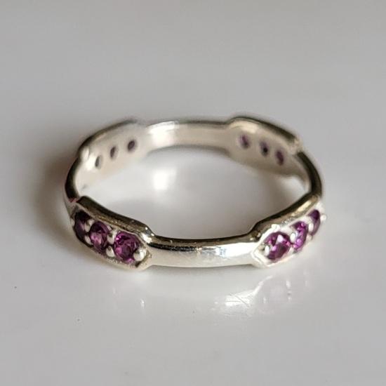 Natural Rubellite Garnet Gemstone  925 Sterling Silver Ring 7.5 US, Gift Ring