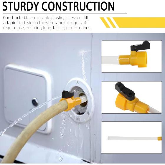 40003 RV Water Fill Adapter with Hose for Quick Filling of Your RV's Gravity Water Fill Adapter Fits Standard Drinking Waters Hoses - Features a 5/8"