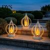 Courtyard Landscape Lighting Solar Flame Lantern, Garden Hanging Metal Outdoor Rust Proof Patio Decor Waterproof Lantern for Porch Yard Weather