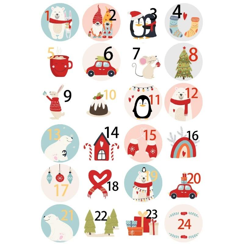 1sheet Merry Christmas Stickers Advent Calendar Number Sticker Handmade Cookie Candy Gift Seal Label Paper Sticker