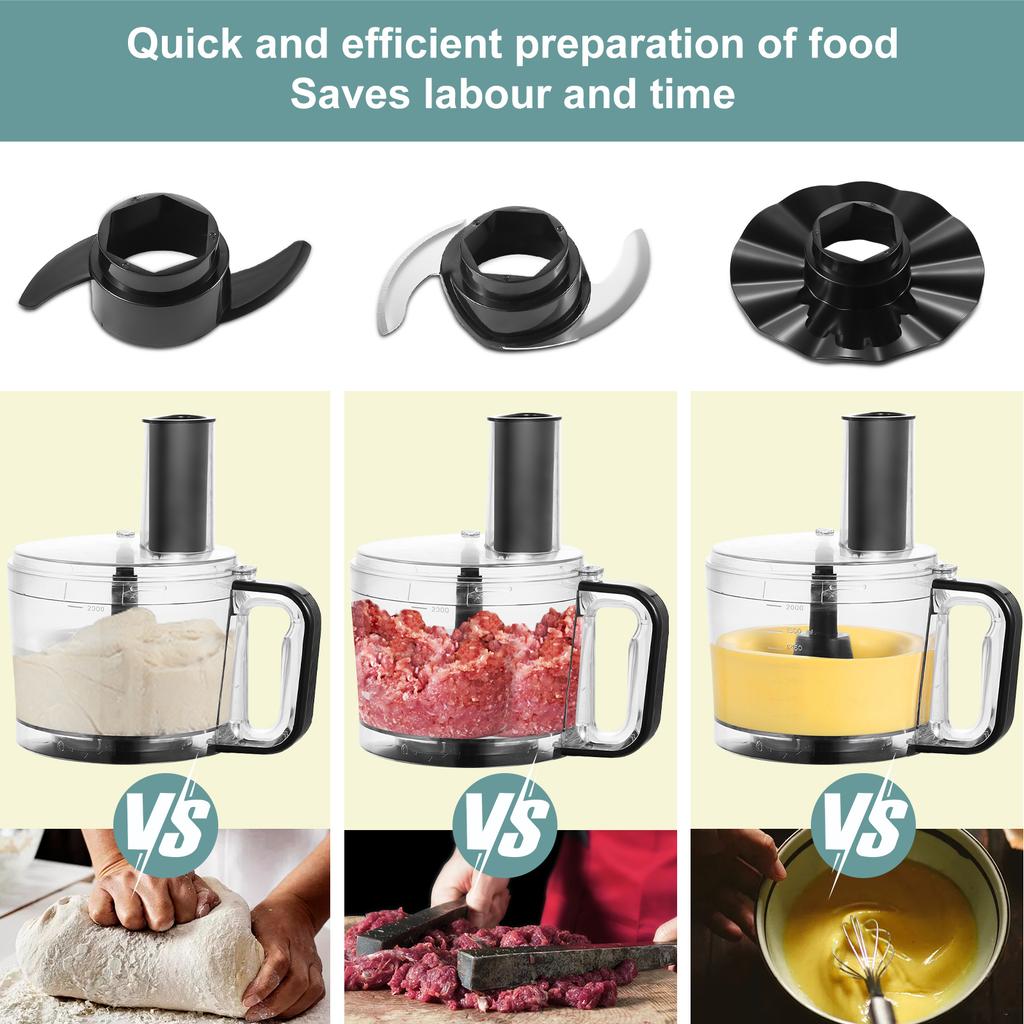 Food Processor, 6-in-1 Food Processor and Blender Multifunctional for Chopping,Slicing,Shredding and Kneading Dough