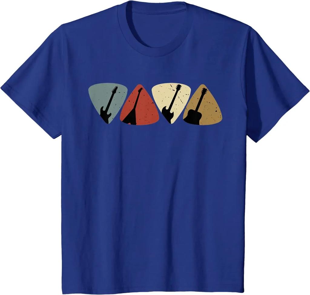 Retro Vintage Guitar Pick Player Guitarist Bassist Musician T-Shirt Cotton Daily Four Seasons Men Clothing Hombre Aesthetic