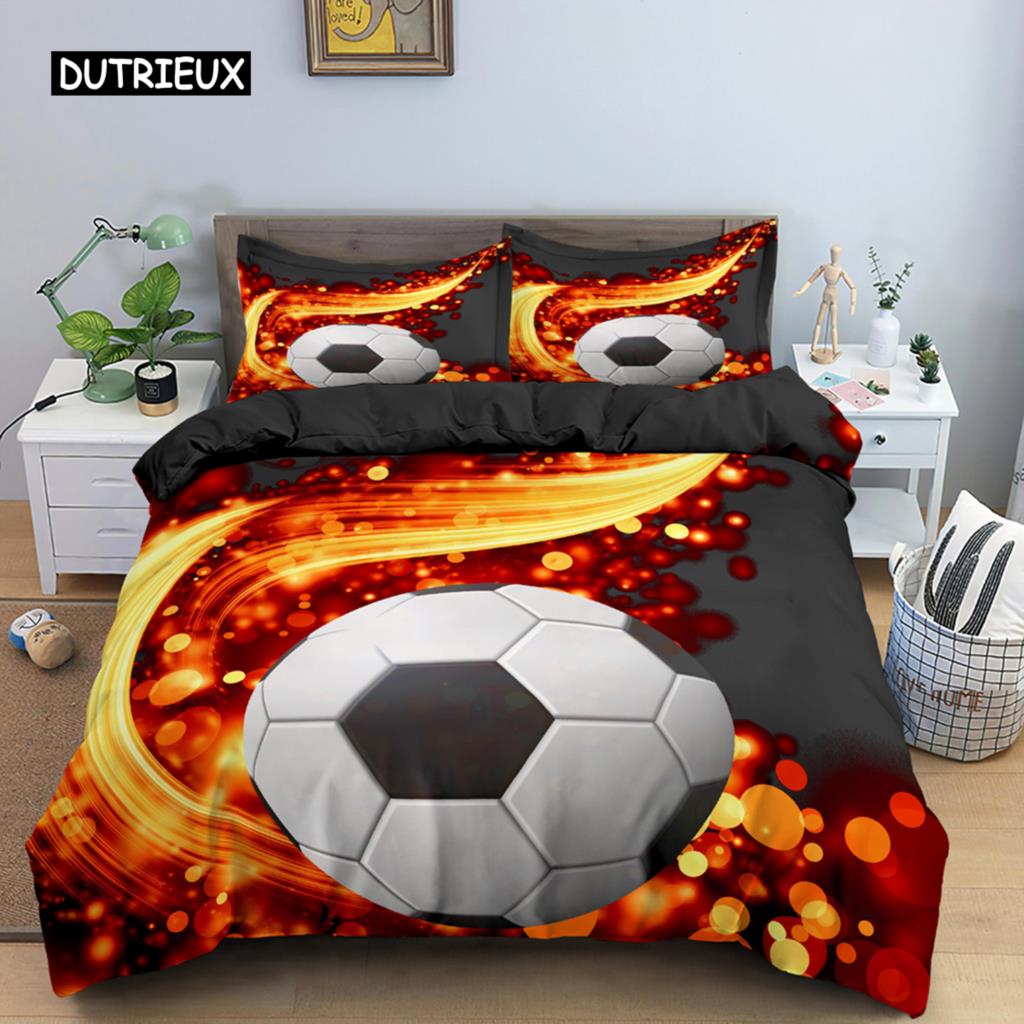 Cartoon Football Duvet Cover Colored Graffiti Sports Theme for Boys Teens Bedroom Decorations Bedding Set Football Lovers' Gift