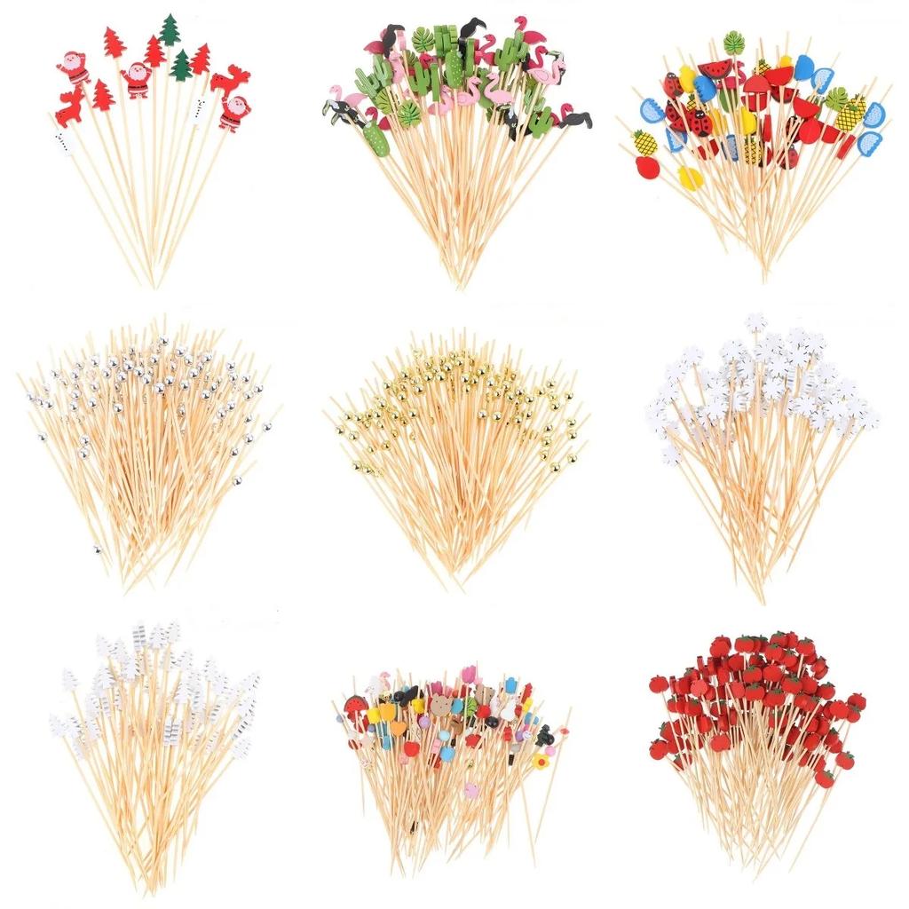 36 Pcs Disposable Bamboo Skewers Food Picks Buffet Cupcake Fruit Fork Party Cake Dessert Salad Vegetable Sticks Toothpick Tools