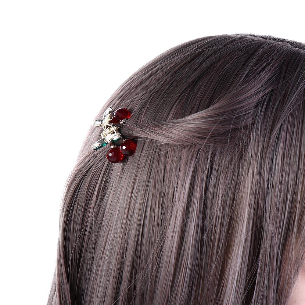 Hair Claws Red Korean Style Headwear Rhinestone Hairpin Cherry Hair Claw Female Hair Accessories