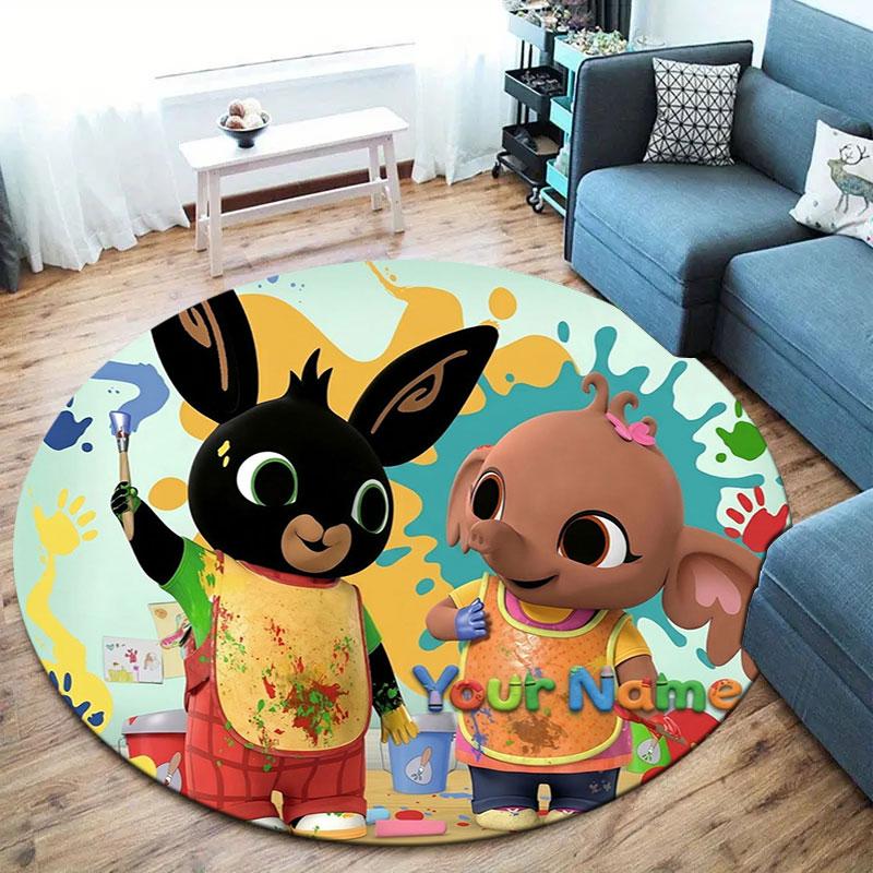 Bing Custom Name Round Area Rug,Carpet Rug for Living Room Bedroom Sofa Playroom Decor,Non-slip Floor Mat