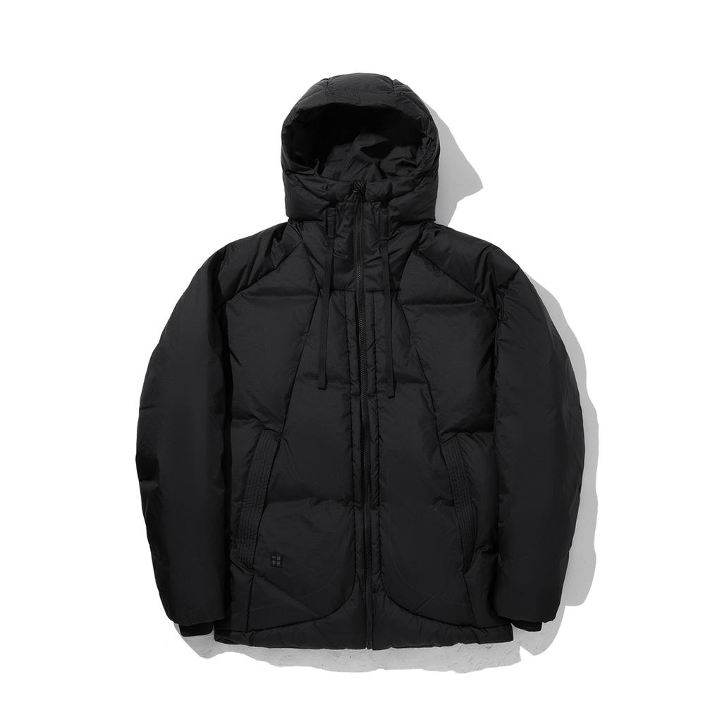 Li Ning Kung Fu Series Solid Color Loose Short Hooded Long Sleeve Down Jacket Men Outerwear Black AYMU307-2