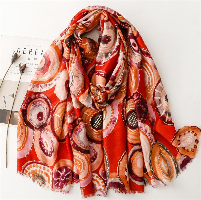 Winter Aztec Ethnic Circle Dot Fringe Viscose Shawl Scarf Lady High Quality Print Pashmina Stole Bufandas Muslim Hijab 180*90Cm