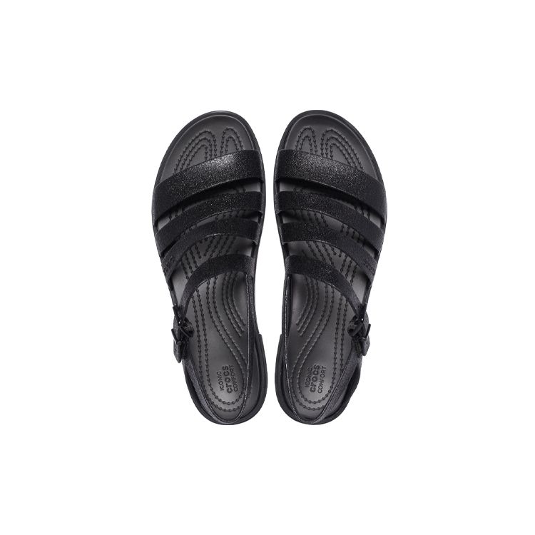 Crocs Tulum Sequin Trendy Casual Sandals Women Sandals Black 206737-0L9