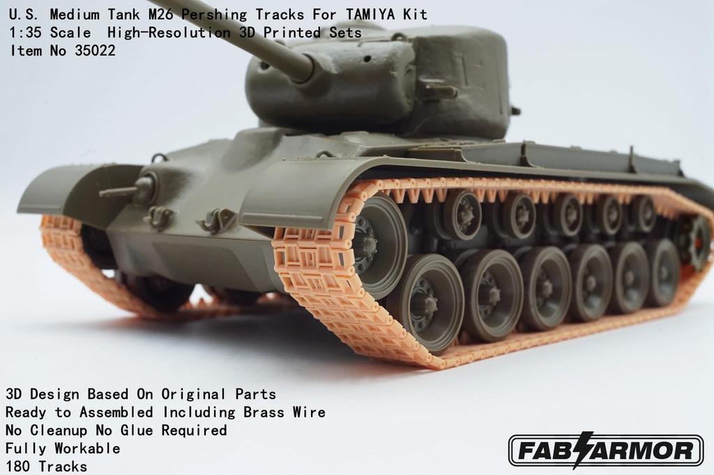 Fabscale US Medium Tank M26 Pershing Movable Track Set Plastic Model Parts FAB35022 1/35 (for Tamiya) (Tank)