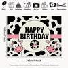 2D Flat Printing Cow Pattern Happy Birthday Backdrop for Girls Boys Birthday