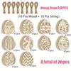 2D Flat Easter Bunny Eggs Including 10 Jute Threads and 10pcs of Wood Easter DIY Decorations Festive Pendants Party Supplies