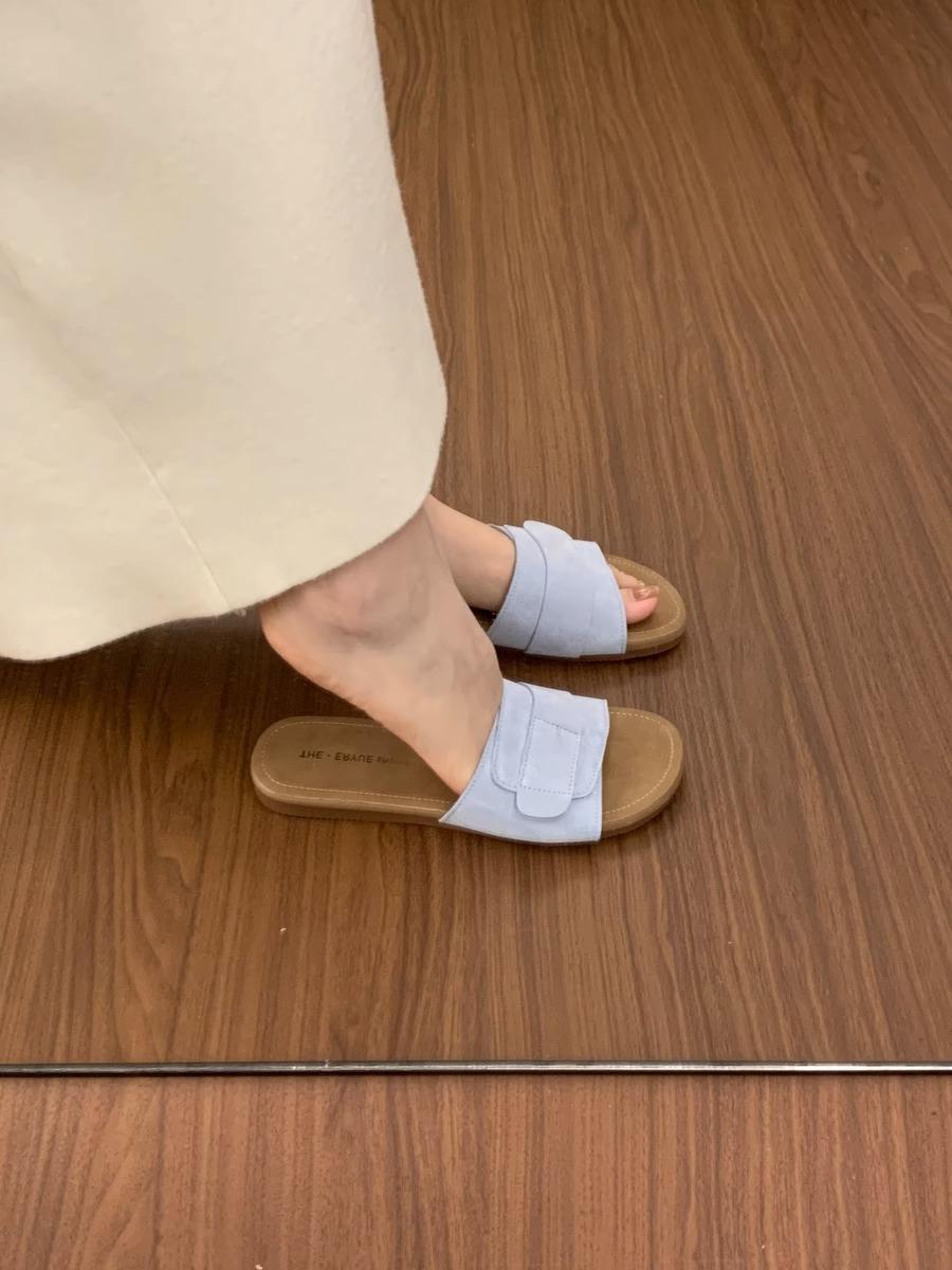 

Linen slippers women s summer wear new women s Korean sandals retro casual fairy vacation flat beach shoes 40 синий