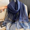 Elegant Thin Silk Scarf Bow Lace Scarf Wraps Fashion Embroidery Scarf  Spring