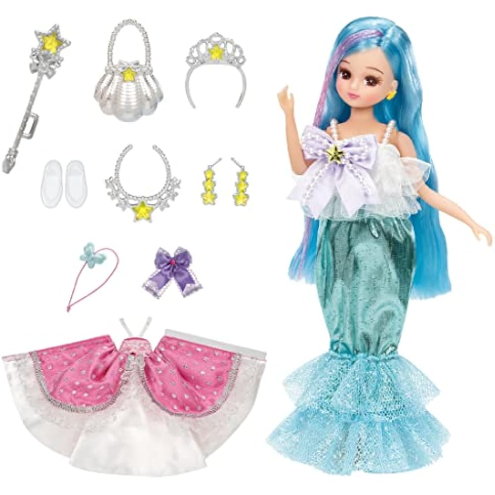 Takara Tomy Licca-chan Doll Dream Fantasy Triple Change Mermaid Princess Licca-chan Dress Up Play...