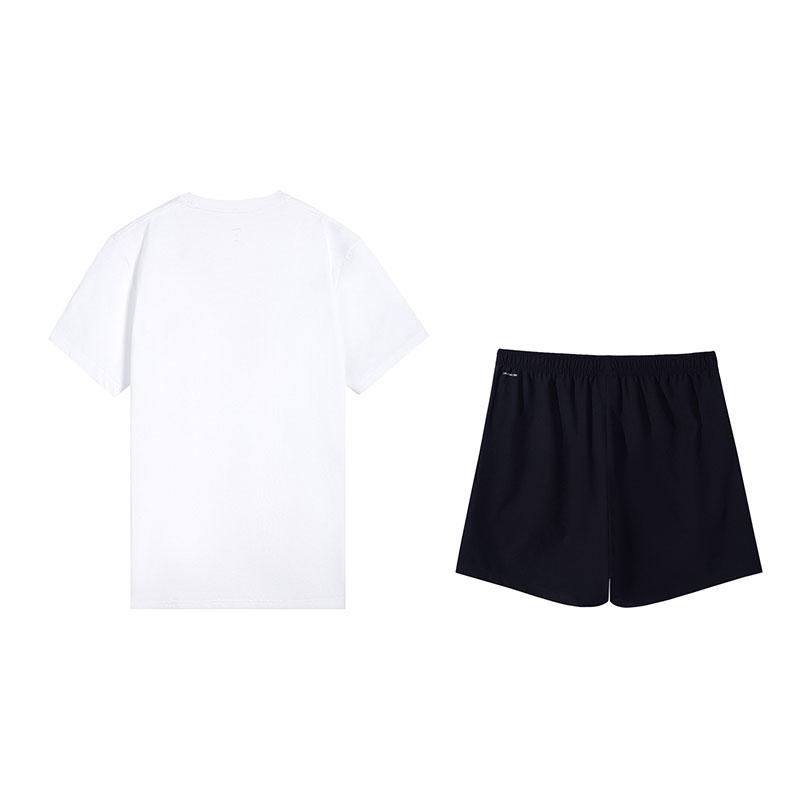 Li-Ning Summer Casual Versatile Short Sleeve Breathable Shorts Sports Suit Men Suit Standard-White Black W871-2+W513-1