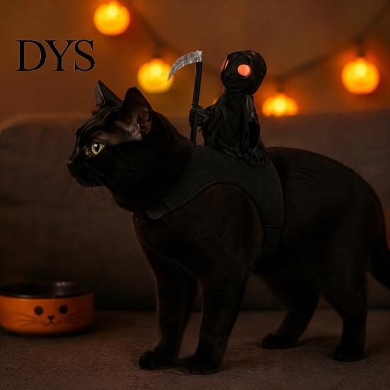 Realistic Grim Reaper Pet Suit Dog Halloween Costume, Rider 3D Cosplay Outfit, Funny Photo Shoot Costume Holiday Apparel for Small Medium And