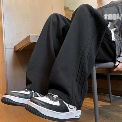 Trendy Brand Loose Sports for Men Autumn American Retro Gray Wide-leg Drapey Casual Pants