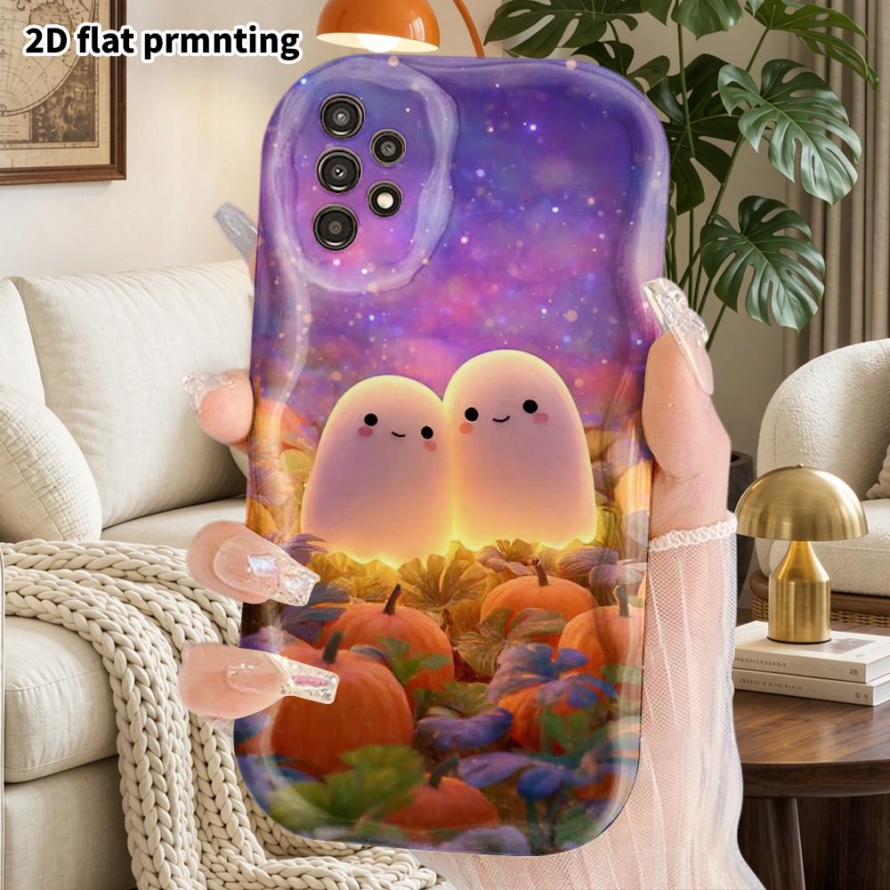 Phone Case: 2D Flat Samsung Galaxy A34 A35 M05 M06 S20 S22 S21 FE Plus 5G Protective Case, Couples Style, Pumpkin Field Scene, Christmas and Halloween