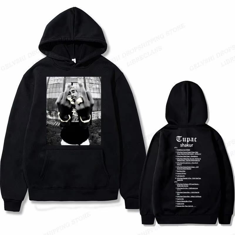 

Tupac 2pac hoodies for men and women, printed patterns, streetwear, hip-hop style, autumn and winter fashion tops 3XL